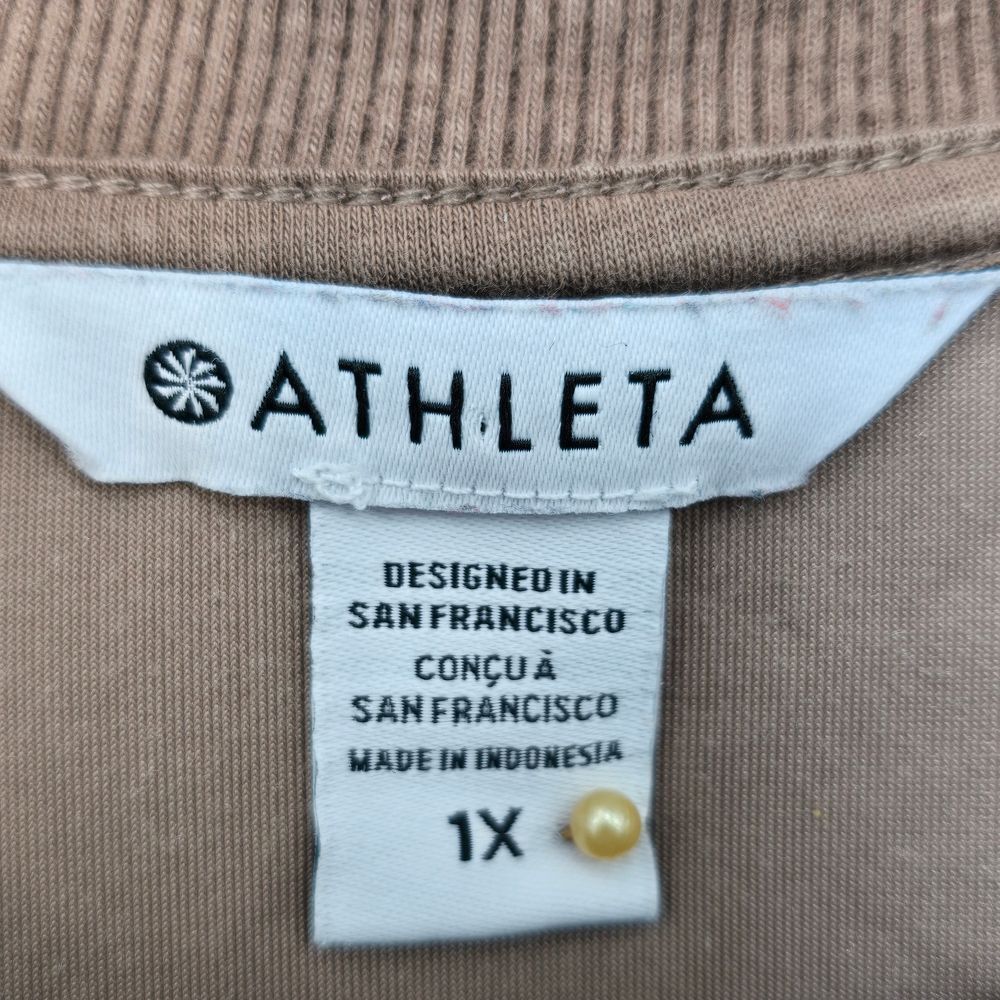 ATHLETA Retroplush Sweatshirt Women's Size 1X Velvet Crewneck Brown/Beige Soft - Picture 4 of 13